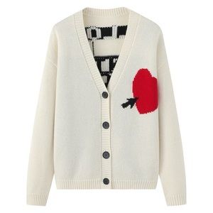 Sweater white cardigan knit womens low collar fashion letter long sleeve Tops